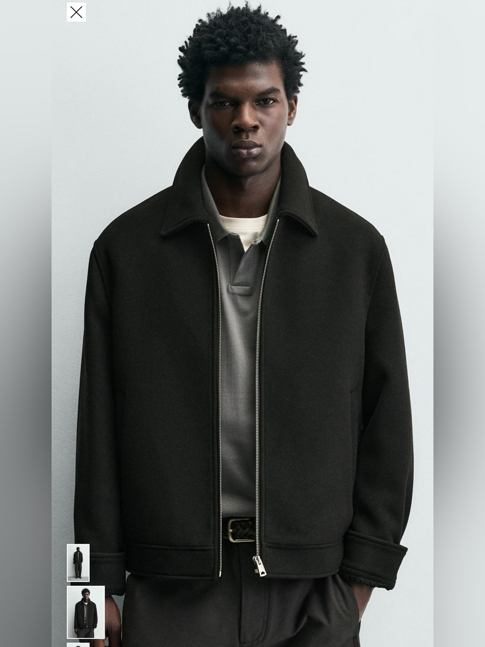 Banana Republic Men's Black Zip-Up Wool Blend Jacket